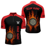 Maxcorners Men's Flaming Darts Shirt - Custom Name & Team Fire Dartboard Shirt For Players LM0706