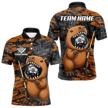Maxcorners Custom Black & Brown Funny Capybara 8 Ball Billiard Shirt For Men Billiard Pool Team Jersey LM0208