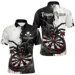 Maxcorners Personalized Black & Red Dripping Spider Men Dart Polo Shirts Custom Dart League Jerseys