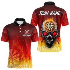 Maxcorners Spider Skull Flame Dartboard Custom Flame Dart Shirt For Men, Dart Jerseys