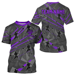 Maxcorners Custom Grey And Purple Pickleball Ball Jerseys For Men Pickleball Paddle League Shirts LM0412