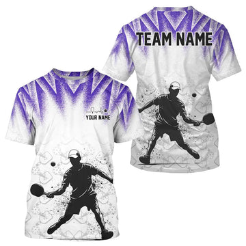 Maxcorners Custom White And Purple Grunge Pickleball Paddle League Jerseys Men Pickleball Team Shirts
