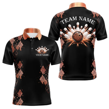 Maxcorners Orange Leopard Pattern Bowling Shirts For Men Custom Leopard Light Bowling Strike Bowling Team Jersey LM0609
