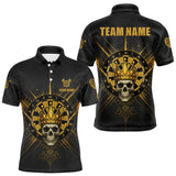 Maxcorners Black And Gold Crown Dartboard Skull Custom Men's Darts Polo Shirt Dart Jerseys TU1011