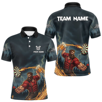 Maxcorners Custom Funny Play Darts & Beer Human Dartboard Men Darts Polo Shirt Dart Jerseys LM2603