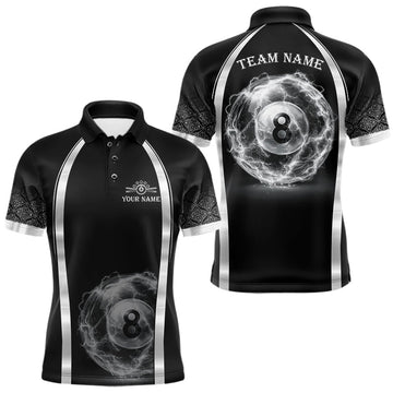 Black & Silver Thunder Lightning White 8 Ball Billiard Jerseys For Men Custom Billiard Team Shirt LM1203