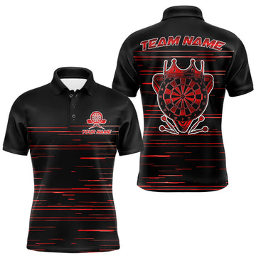 Maxcorners Red Crown Dartboard Mens Darts Shirt Personalized Horizontal Stripes Team Darts Jersey LM1705