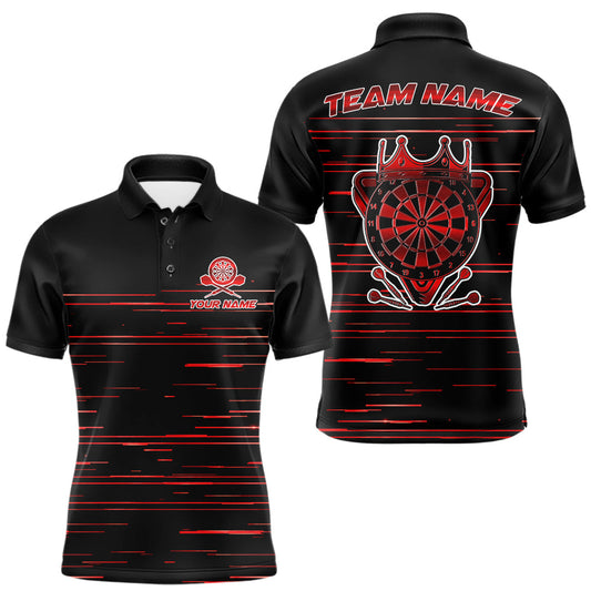 Maxcorners Red Crown Dartboard Mens Darts Shirt Personalized Horizontal Stripes Team Darts Jersey LM1705