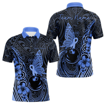 Maxcorners Black And Blue Tropical Tribal Pattern Butterfly Bowling Shirts For Men Custom Bowling Team Jerseys LM1508