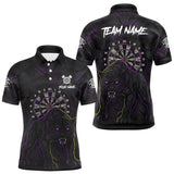 Maxcorners Custom Purple Yellow Tiger Cracked Grunge Dartboard Men Darts Polo Shirt Darts Jersey TU1711