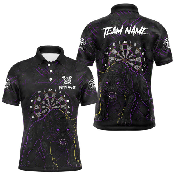 Maxcorners Custom Purple Yellow Tiger Cracked Grunge Dartboard Men Darts Polo Shirt Darts Jersey TU1711