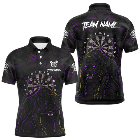 Maxcorners Custom Purple Yellow Tiger Cracked Grunge Dartboard Men Darts Polo Shirt Darts Jersey TU1711