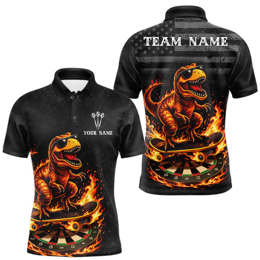 Maxcorners Personalized Black & Gold Tribal Darts Polo & Quarter-Zip Custom Dart Shirts For Men Dart Jerseys