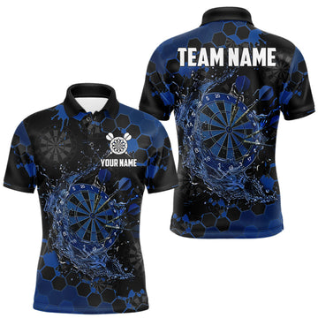 Maxcorners Watering Dartboard Darts Shirt For Men Custom Splatter Blue Hexagon Dart Team Jerseys LM1904