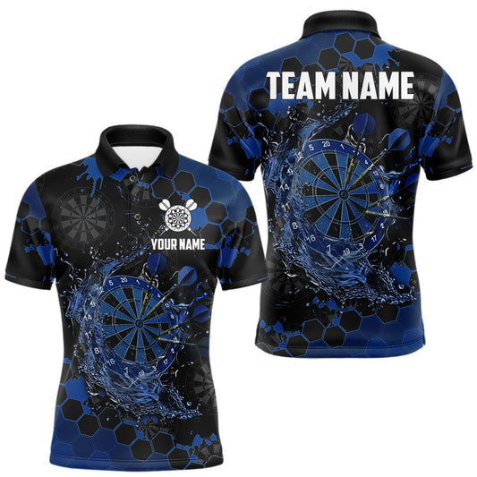 Maxcorners Watering Dartboard Darts Shirt For Men Custom Splatter Blue Hexagon Dart Team Jerseys LM1904