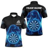 Maxcorners Custom Horror Dinosaur Lightning Blue Dartboard Dart Men Polo Jerseys Funny Dart Shirts LM2110