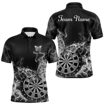 Maxcorners Smoke Butterfly Dartboard Men Dart Polo & 1/4-Zip Shirt Custom Grey Dart Jersey For Darters LM2709
