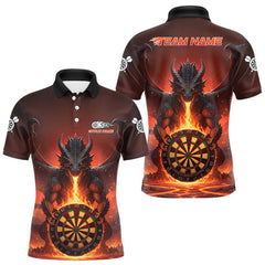 Maxcorners Fire Flame Dragon Red Darts Custom Men Darts Jersey Flaming Darts League Shirt