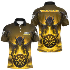 Maxcorners Fire Flame Dragon Yellow Darts Custom Men Darts Jersey Flaming Darts League Shirt