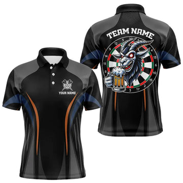 Maxcorners Custom Goat With Beer Funny Dart Shirts For Men, Dart Team Jerseys LM243