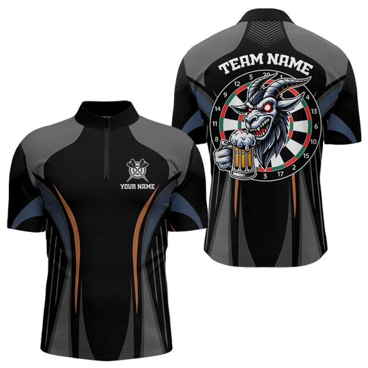 Maxcorners Custom Goat With Beer Funny Dart Shirts For Men, Dart Team Jerseys LM243