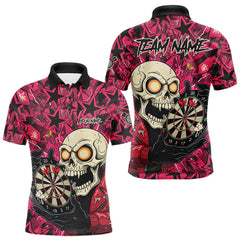Maxcorners Pink Star Funny Skeleton Dartboard Custom Mens Polo Dart Shirt Funny Dart Jerseys LM0412