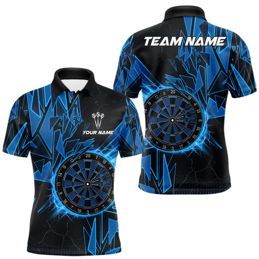 Maxcorners Blue Broken Glass Dartboard Lightning Dart Shirt Custom Dart Jersey For Men, Gifts For Dart Players LM2405
