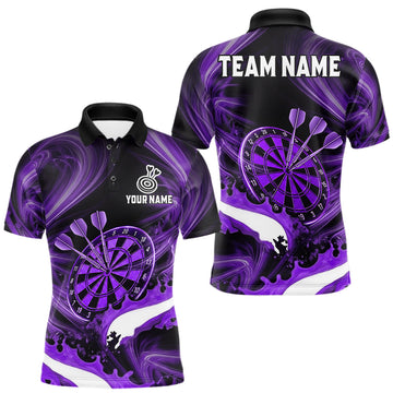 Maxcorners White And Purple Smoking Men Dart Polo & 1/4-Zip Shirt Custom Splatter Dart Team Clothing LM2405