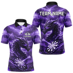 Maxcorners Lightning Dragon Purple Dartboard Custom Dart Men Polo Shirt Outfits Dart Jerseys LM2711