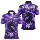 Maxcorners Lightning Dragon Purple Dartboard Custom Dart Men Polo Shirt Outfits Dart Jerseys TU2810