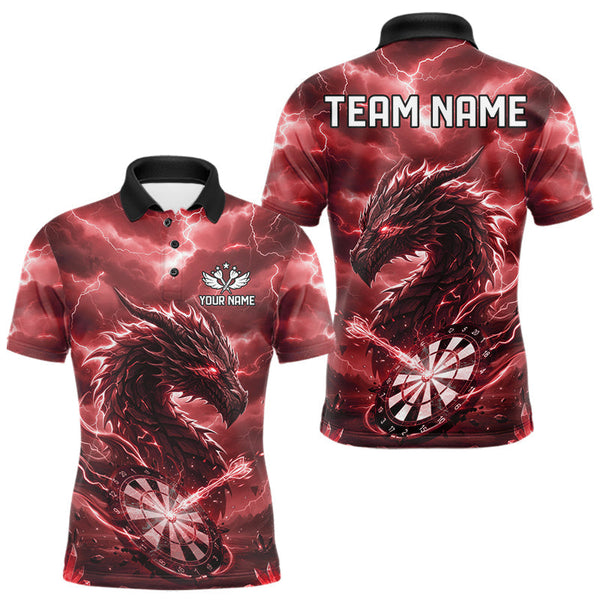 Maxcorners Lightning Dragon Red Dartboard Custom Dart Men Polo Shirt Outfits Dart Jerseys TU2810