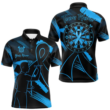 Maxcorners Custom Black & Blue Grunge Ribbon Dart Shirts For Men Prostate Cancer Awareness Darts Team JerseyMaxcorners Custom Black & Blue Grunge Ribbon Dart Shirts For Men Prostate Cancer Awareness Darts Team Jersey LM0510