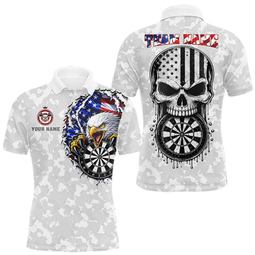 Maxcorners Personalized American Flag Skull Eagle Grey Camo Darts Shirts For Men Patriotic Darts Team OutfitsMaxcorners Personalized American Flag Skull Eagle Grey Camo Darts Shirts For Men Patriotic Darts Team Outfits LM0510