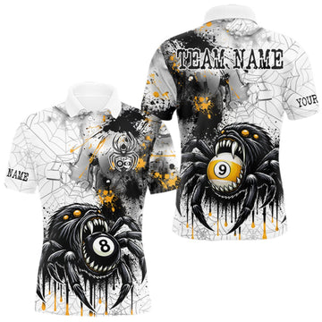 Maxcorners Splash Black And Yellow Spider 8 Ball & 9 Ball Billiard Shirt For Men Custom Pool Billiard Jersey LM0409
