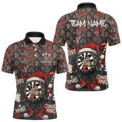 Maxcorners Custom Funny Dartboard Red Graffiti Christmas Darts Polo Shirt For Men, Xmas Dart Jerseys TU0411