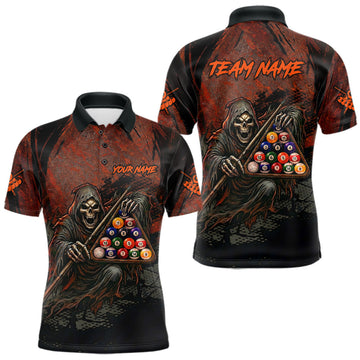Maxcorners Custom Black And Gold 8 Ball 9 Ball Break Glass Billiard Shirt For Men, Pool Billiard Clothes Jersey LM0404