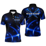 Maxcorners Lightning Dart Arrow Custom Blue Darts Polo Shirt For Men - Darts Team Jersey TU0807