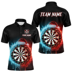 Maxcorners Custom Red Santa Hat & Ice Dartboard Men Darts Polo Shirt Outfits Christmas Dart Jerseys TU1011