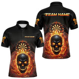 Maxcorners Custom Red Flames Skull Broken Glass Men Darts Polo Shirt Outfits Dart Jerseys TU1011