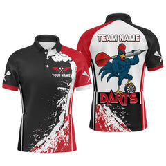 Maxcorners Fiery Rooster Fury Dart Arrow Men's Funny Darts Shirt - Custom Name For Darts Jersey MT1706