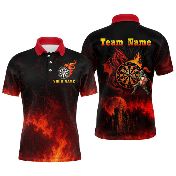 Maxcorners Medieval Power Darts Team Shirt For Men - Flaming Dartboard & Castle | Custom Name TU1906