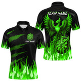 Maxcorners Men's Custom Darts Polo Team Shirt With Phoenix Dartboard And Flame Pattern | Green MT0708