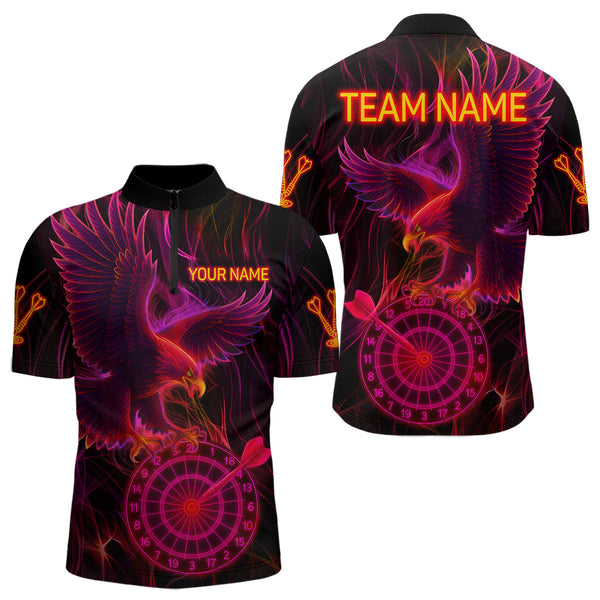 Maxcorners Purple Neon Eagle Dartboard Custom Darts Polo Shirt For Men - Darts Team Jersey LM1307