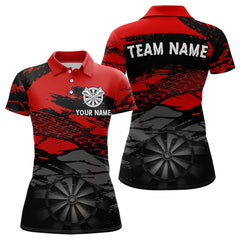 Maxcorners Personalized Dart Shirt For Men Red Grunge Texture & Black Dartboard, Darts Jersey