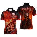 Maxcorners Flame Dartboard & Skull Flaming Darts Shirt For Men - Custom Dart Player Uniform LM2206