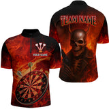Maxcorners Flame Dartboard & Skull Flaming Darts Shirt For Men - Custom Dart Player Uniform LM2206
