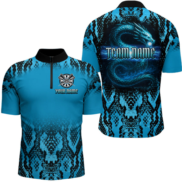 Maxcorners Lightning Navy Cobra & Snake-Skin Darts Shirt For Men - Custom Dart Player Jerse LM2206