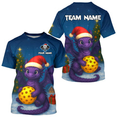 Maxcorners Custom Purple Dragons Christmas Pickleball T-Shirt For Men Funny Xmas Pickleball Jersey MT1309