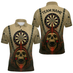 Maxcorners Custom Red Dripping Skull Halloween Dart Polo Shirt For Men Hallow's Eve Dart Team Jersey TU1609