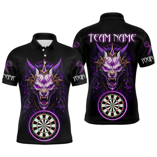 Maxcorners Purple Vicious Wolf Ruler Dartboard Darts Shirt For Men - Custom Name & Team Jersey
